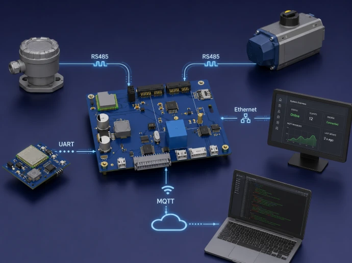 Communications RS485, Ethernet et MQTT entre équipements